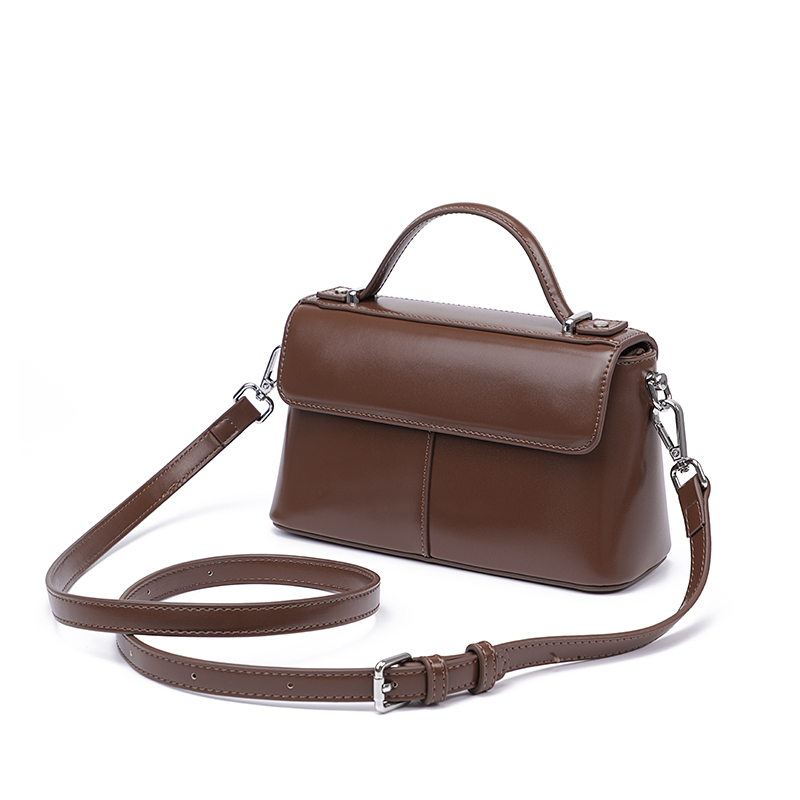 Women Brown Leather Top Handle - Structured Handbag Top Handle recensie en prijs