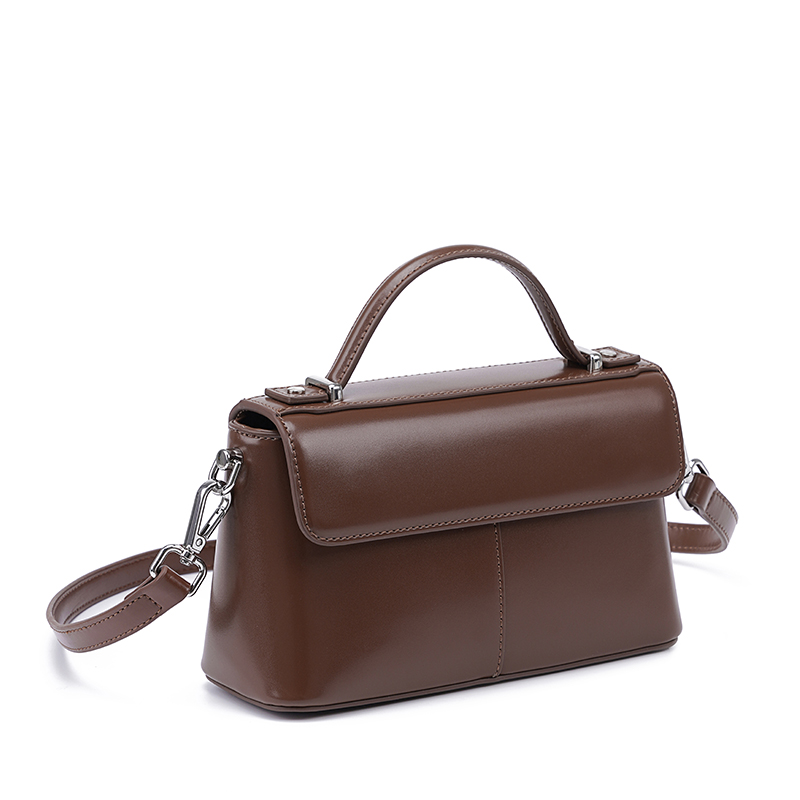 Women Brown Leather Top Handle - Structured Handbag Top Handle recensie en prijs