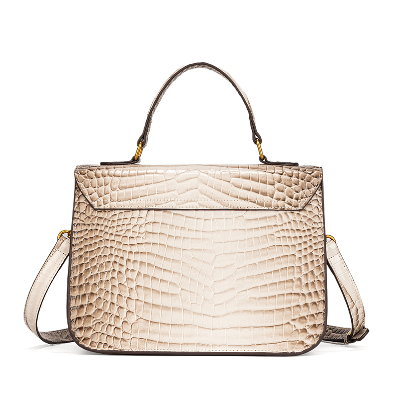 Women Beige Croc Embossed Leat - Structured Handbag Top Handle recensie en prijs