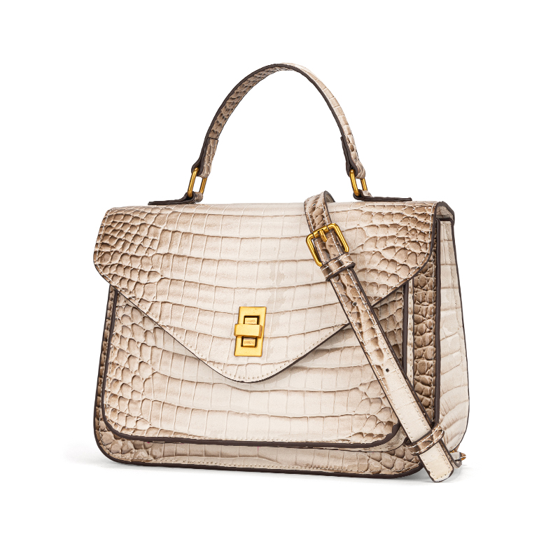 Women Beige Croc Embossed Leat - Structured Handbag Top Handle recensie en prijs