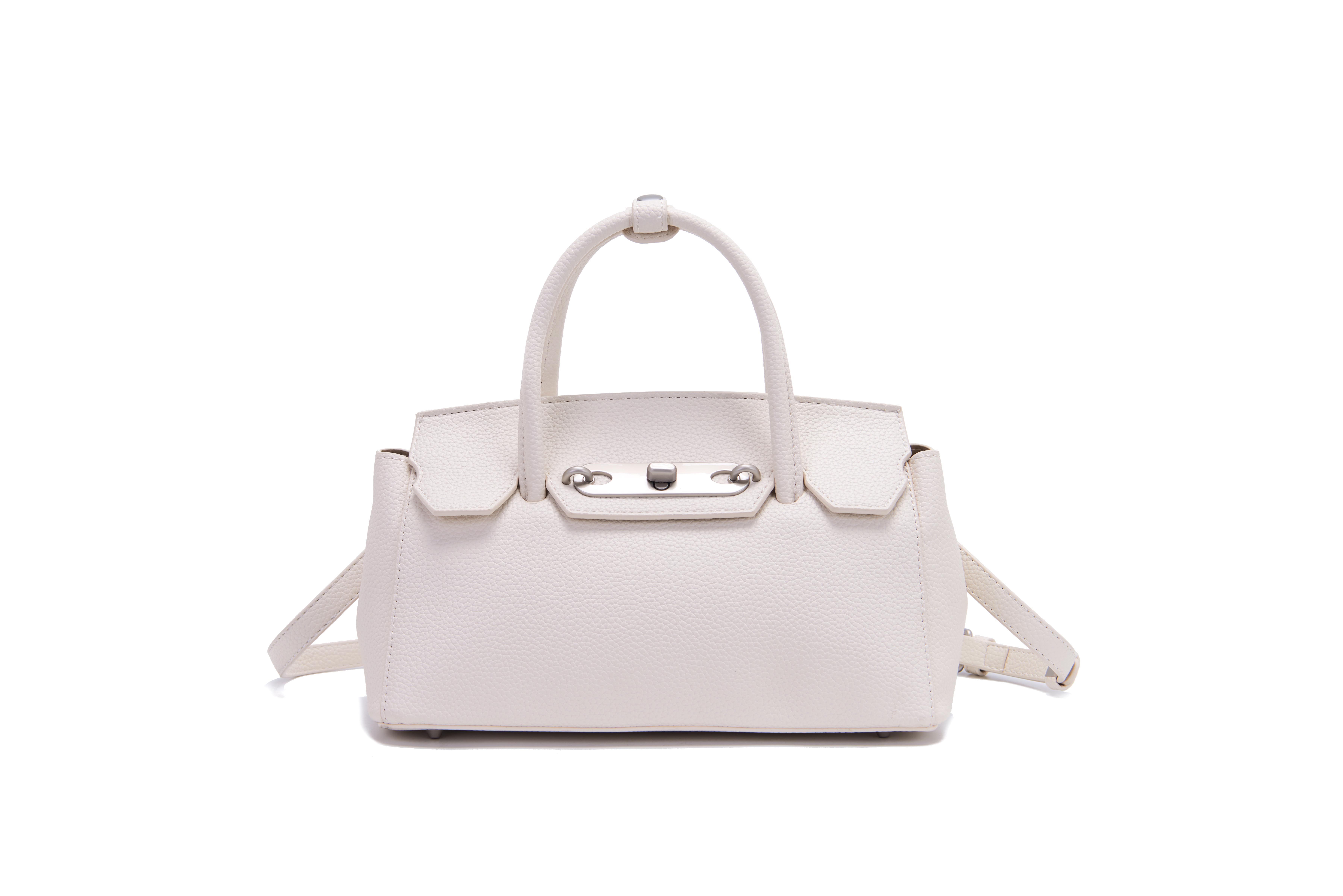 Women Off White Leather Top Ha - Structured Handbag Top Handle recensie en prijs