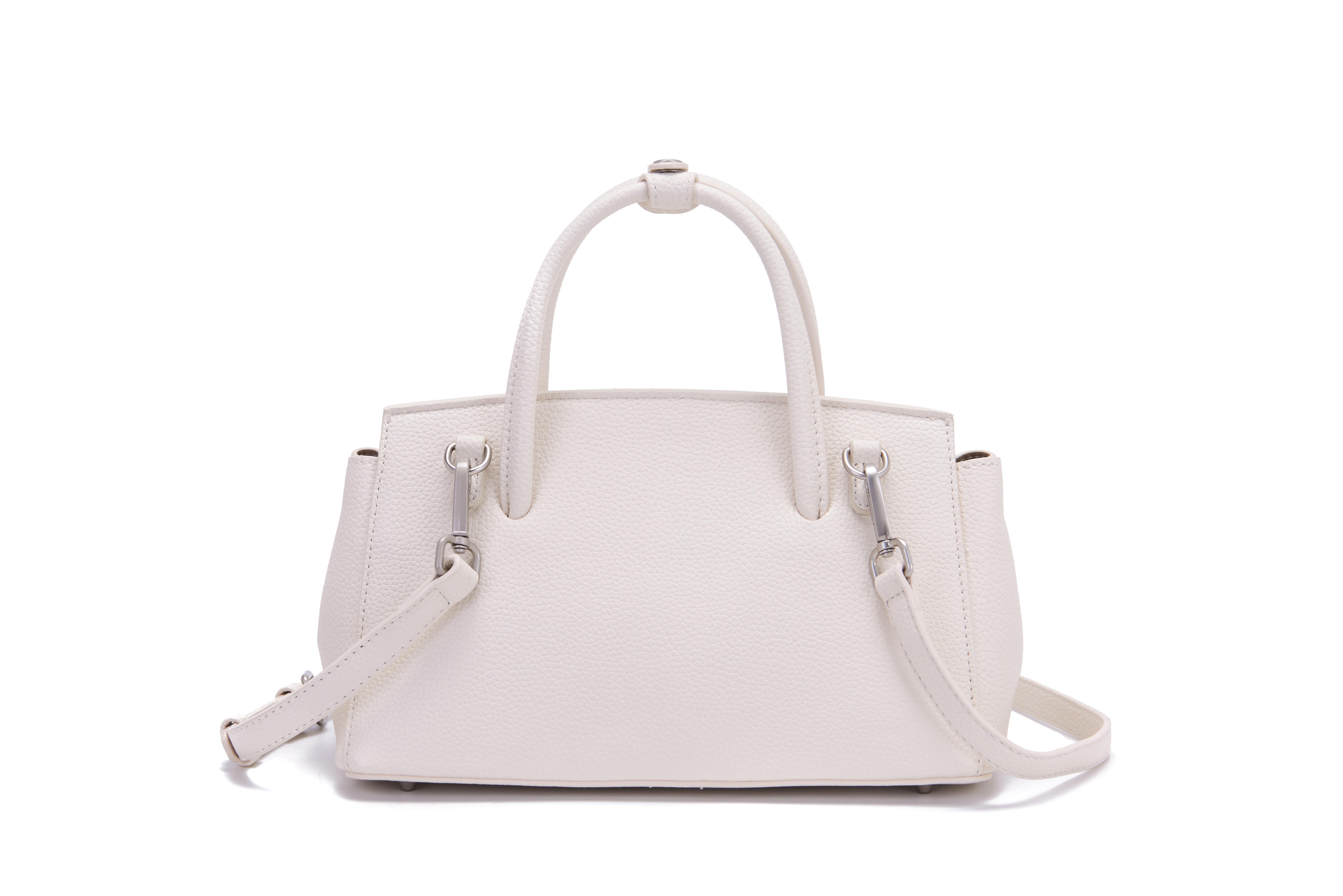 Women Off White Leather Top Ha - Structured Handbag Top Handle recensie en prijs