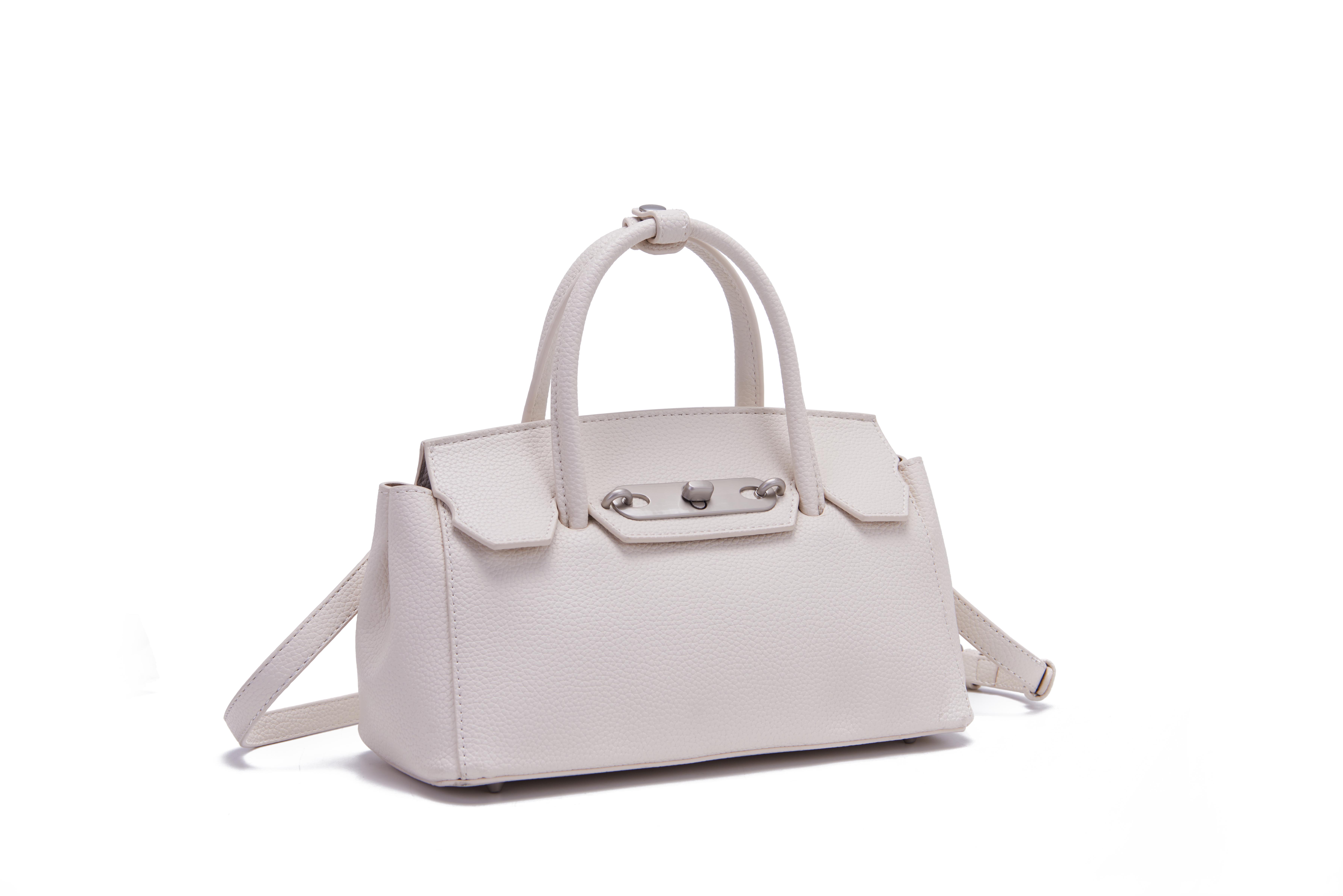 Women Off White Leather Top Ha - Structured Handbag Top Handle recensie en prijs