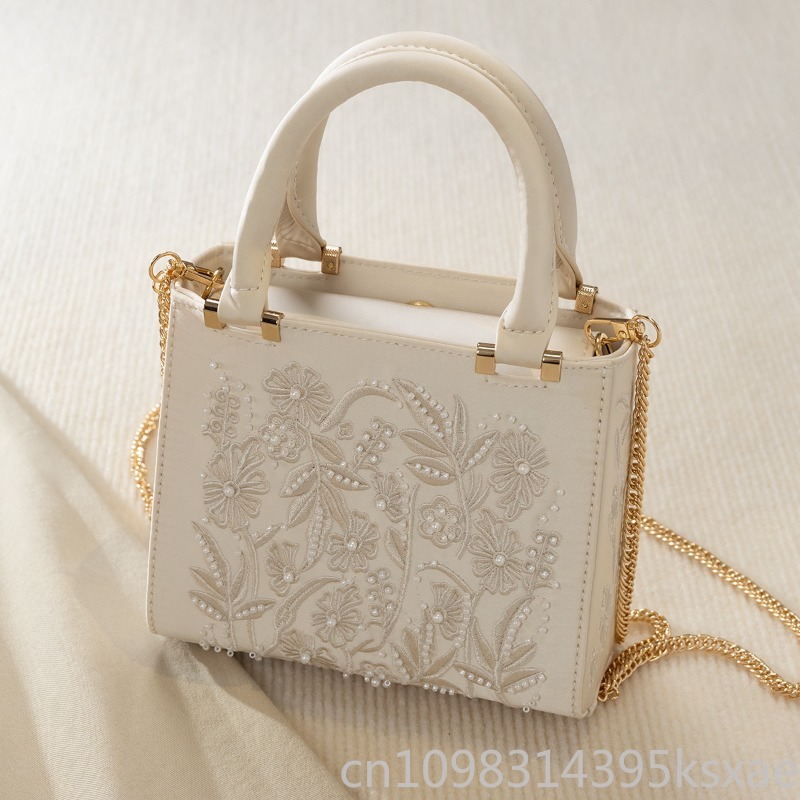 Embroidered Pearl Handbag Vint - Structured Handbag Top Handle recensie en prijs