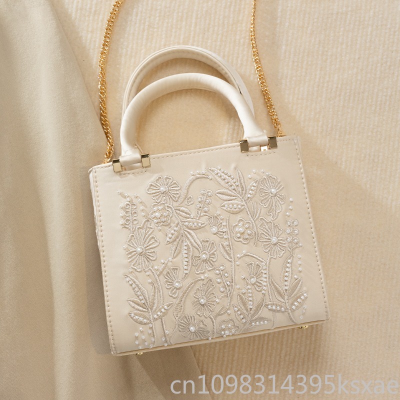 Embroidered Pearl Handbag Vint - Structured Handbag Top Handle recensie en prijs