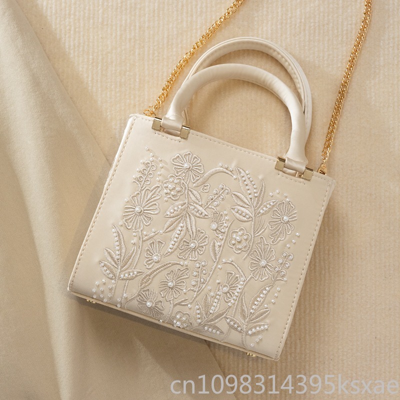 Embroidered Pearl Handbag Vint - Structured Handbag Top Handle recensie en prijs