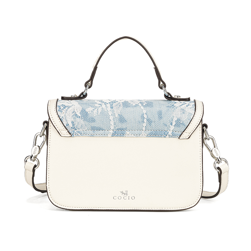 Women Blue White Lace Flap Han - Structured Handbag Top Handle recensie en prijs