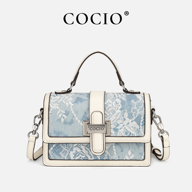 Women Blue Snake Print Lace Pa - Structured Handbag Top Handle recensie en prijs
