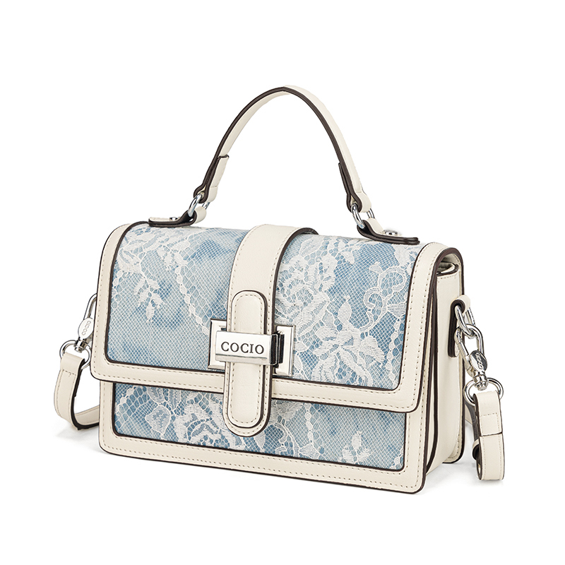 Women Blue Snake Print Lace Pa - Structured Handbag Top Handle recensie en prijs