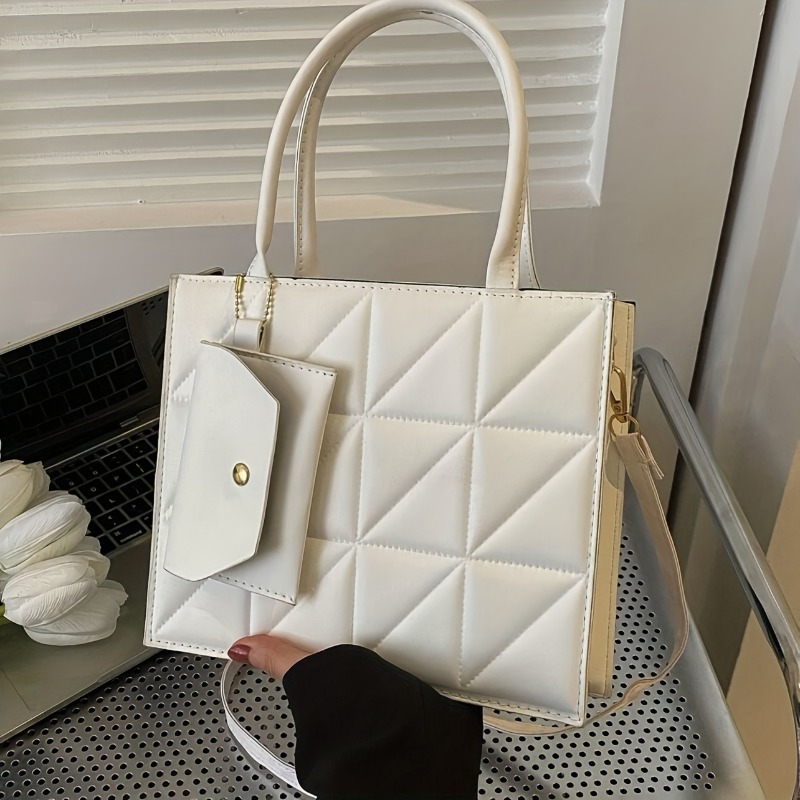 Stylish Quilted Tote Bag, Stru - Structured Handbag Top Handle recensie en prijs