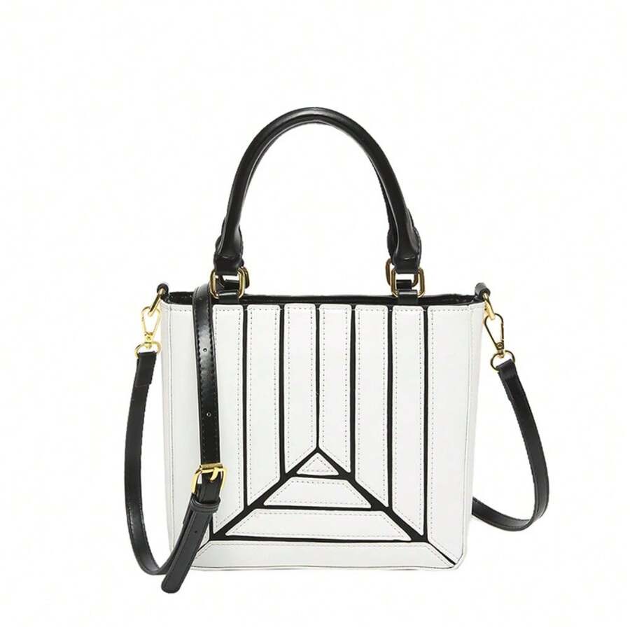 Geometric Panel Structured Top - Structured Handbag Top Handle recensie en prijs