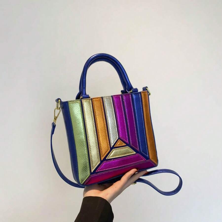 Geometric Panel Structured Top - Structured Handbag Top Handle recensie en prijs